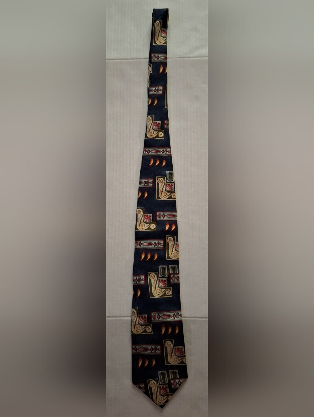 Navy Geometric Motif Men's Tie